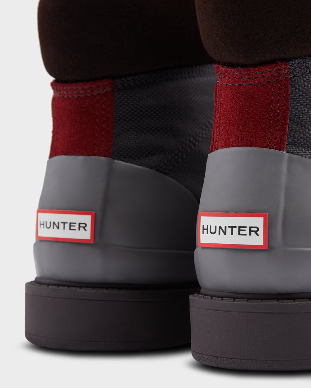 Botines Hunter Mujer - Original Insulated Commando - Grises Oscuro/Marrom/Grises Rojos - SDRCOIL-68